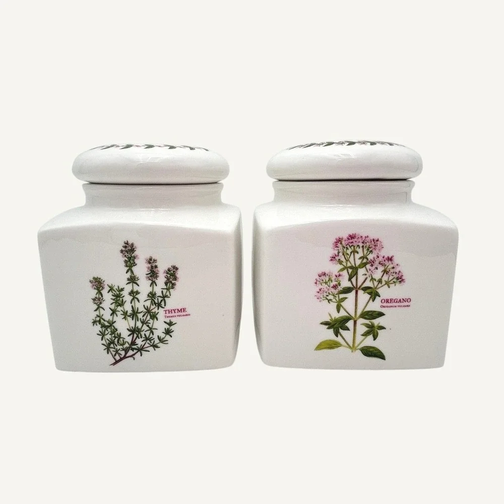 Vintage Maxwell & Williams White Porcelain Ceramic Canister Set Thyme & Oregano